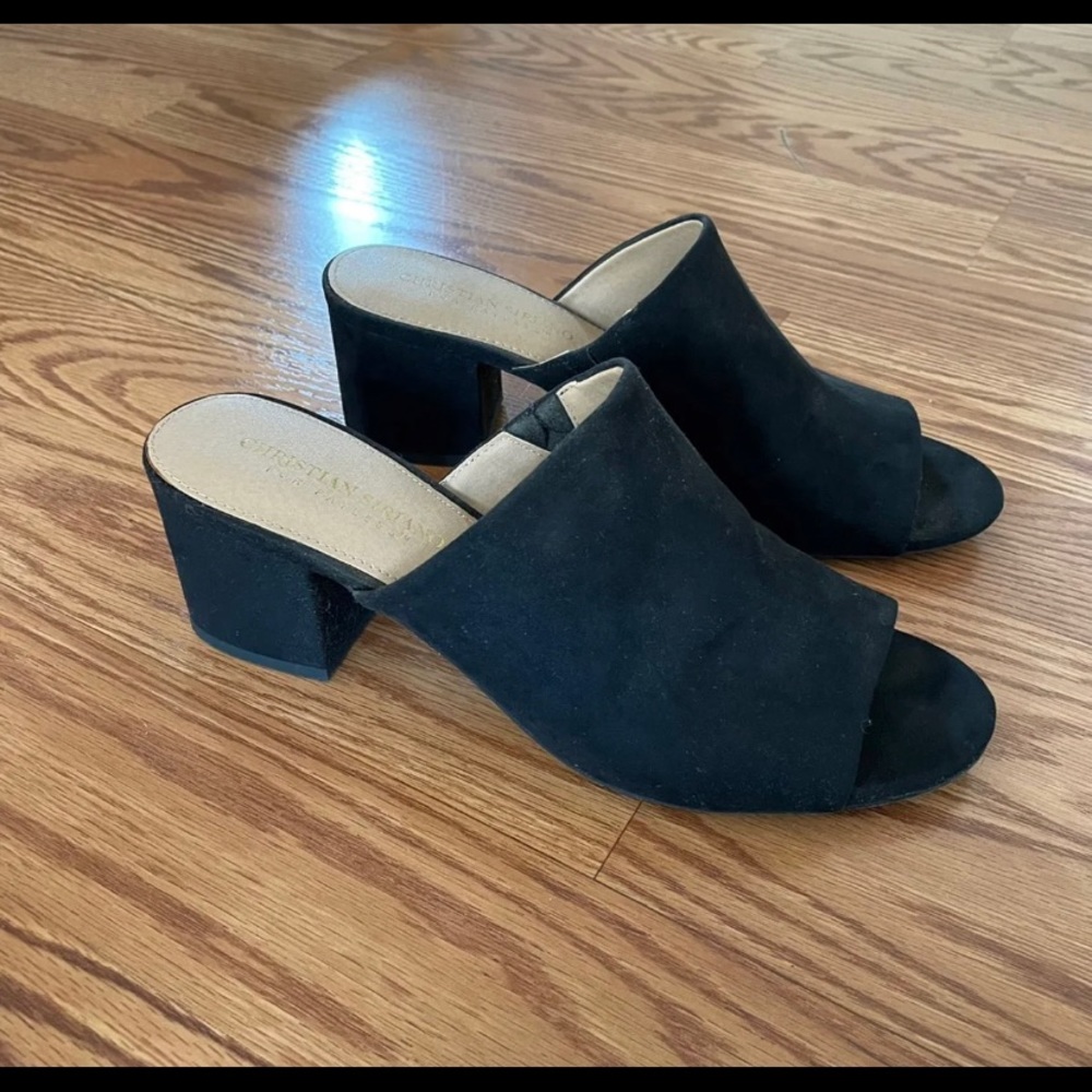 Faux suede mules